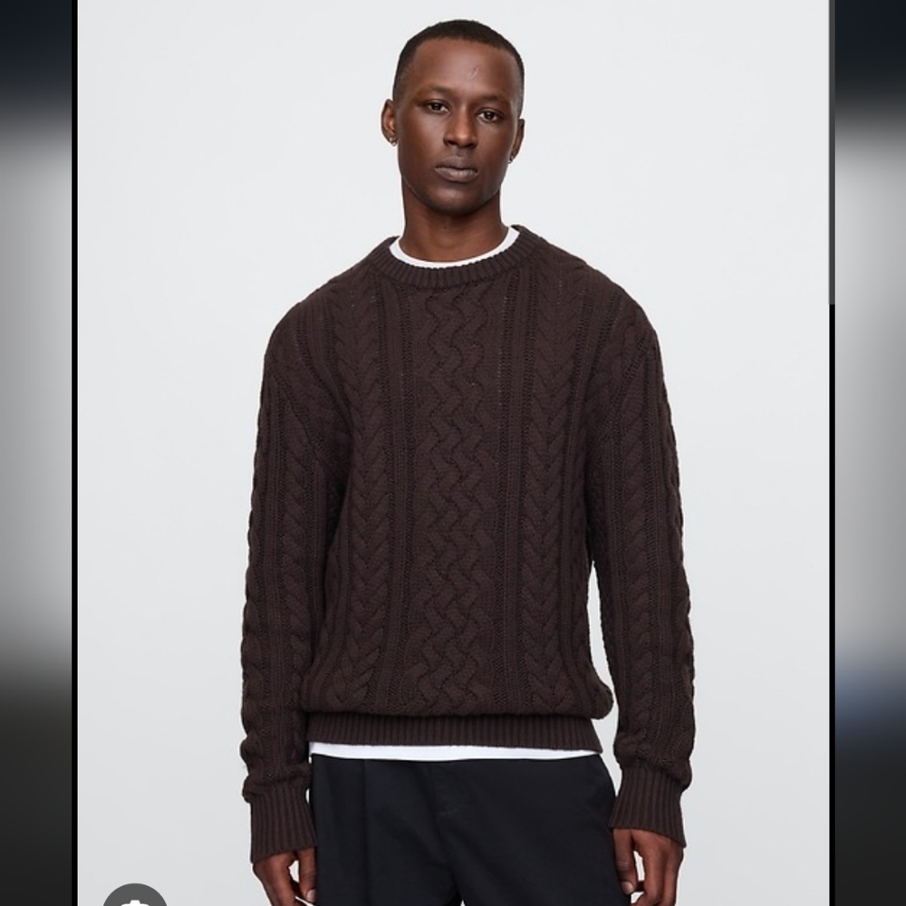 Gap Terra Brown Relaxed Cable-Knit Sweater Size S
